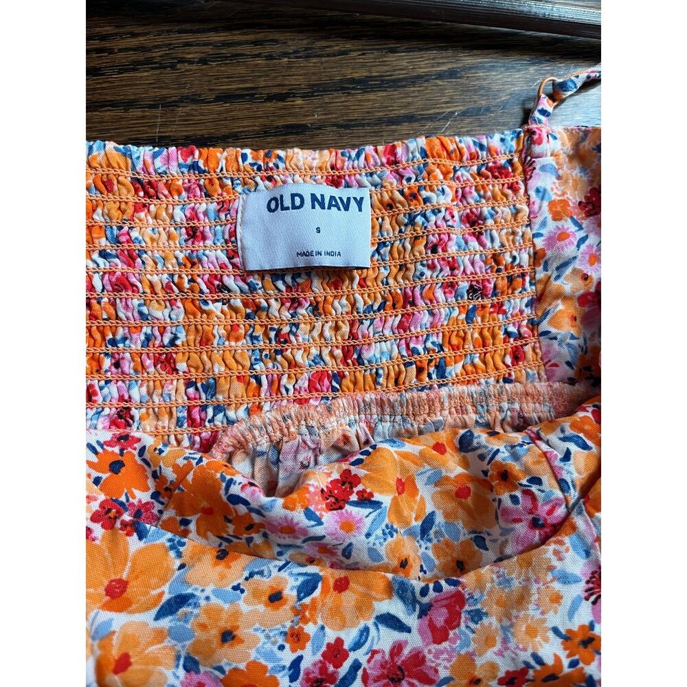Old navy pink orange floral cami midi dress Sz. S cottage fairy NWT - Picture 7 of 8